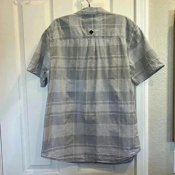 EUC PrAna 100% Organic Cotton Marvin button down short sleeve shirt Light Gray L - Picture 3 of 11